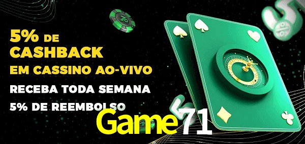 Promoções do cassino ao Vivo Game71